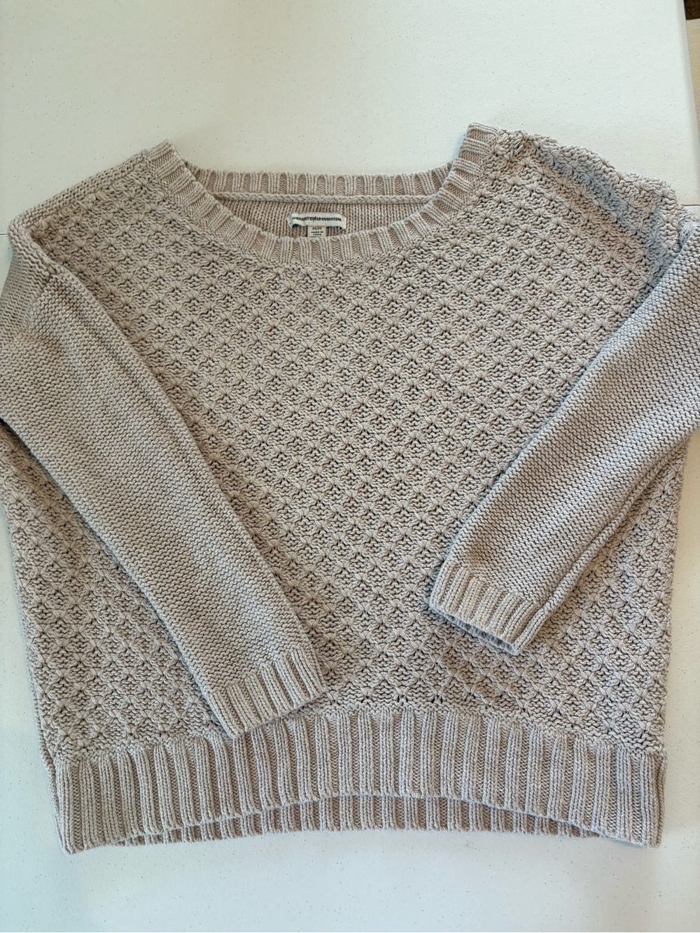 American Eagle Outfitters Cream Textured Crewneck Sweater